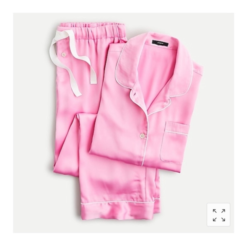J. Crew Satiny Drapey Long Sleeve Pajama Set Pink Small